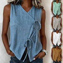 Load image into Gallery viewer, Bow-Tied V-Neck Sleeveless Tank Top – 5 Colors, S–XXL
