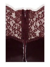 Load image into Gallery viewer, Shelby Dark Brown Vegan Leather with Lace Mini Dress
