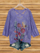 Load image into Gallery viewer, Women's Batwing-Sleeve Sweater – Hollowed-Out 3D Knitted Print Relaxed Fit
