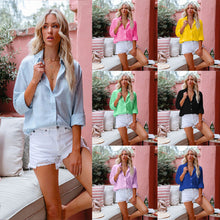 Load image into Gallery viewer, Simple Button Front Shirt, Elegant Long Sleeve Shirt Tops

