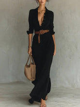 Load image into Gallery viewer, Women's Elegant Belted Irregular Ruffle Long Dress – Slim Waist
