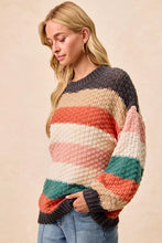 Load image into Gallery viewer, BiBi Stripes Color Block Chunky Sweater
