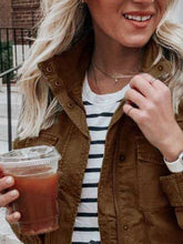 Load image into Gallery viewer, Retro Pocketed Long Sleeve Zip-Up Jacket Lightweight &amp; Stylish Outerwear for Everyday Wear
