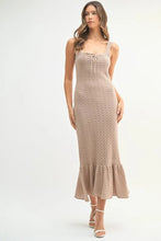 Load image into Gallery viewer, Ruffled Hem Sleeveless Crochet Knit Midi Dress For Women – Crochet Knit Dress, Ruffled Hem Dress, Sleeveless Midi Dress, Summer Dress, Elegant Knit Dress
