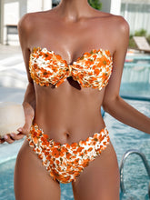 Load image into Gallery viewer, Bikini Sensual Bandeau Bow Tie 2 Piece Bikini Swimsuit for Women – Trendy High Stretch Printed Bikini Set with Flattering Bandeau Top and Classic Bottoms – Fashionable Swimwear for Poolside Lounging Beach Vacations and Summer Style Statements
