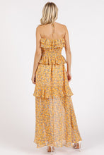 Load image into Gallery viewer, Ruffled Smocked Floral Halter Neck Maxi Dress – Elegant and Feminine Floral Maxi Dress with Smocked Waist and Ruffled Detailing
