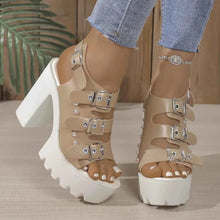 Load image into Gallery viewer, Buckle Platform Block Heels Sandals

