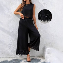 Load image into Gallery viewer, Women's Resort-Style Hollow-Out Tank Top &amp; Pants Set – 2-Piece with Pockets
