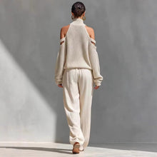 Load image into Gallery viewer, Women's Long-Sleeve Turtleneck Top &amp; Pants Set – Elegant 2-Piece
