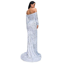 Load image into Gallery viewer, Sexy Strapless Long Sleeve Sequins Party Evening Dress
