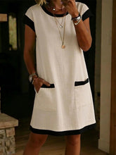 Load image into Gallery viewer, Women's Color-Block T-Shirt Mini Dress – Pocket Straight Cut
