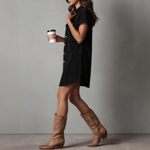 Load image into Gallery viewer, Women’s Retro Casual Corduroy Short Sleeve Shirt Dress
