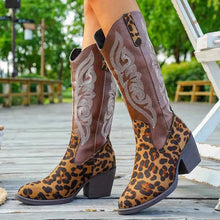 Load image into Gallery viewer, Brown Western Embroidered : Mid-Calf Boots
