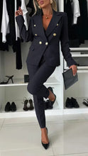 Load image into Gallery viewer, Double-Breasted Lapel Blazer &amp; Zip-Up Trousers Suit
