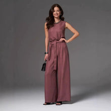 Load image into Gallery viewer, Sleeveless Cotton-Linen Wide-Leg Pants Set – 4 Colors, S–2XL
