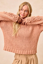 Load image into Gallery viewer, BiBi Chunky Knit Sweater with Flower Detail Sleeves
