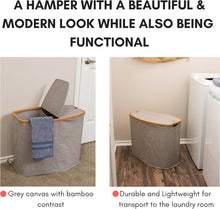 Load image into Gallery viewer, Eco-Friendly Bamboo &amp; Canvas Laundry Hamper – Foldable, Slim Storage Basket with Lid for Bedroom, Bathroom &amp; Dorm

