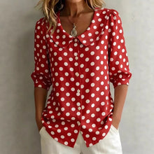 Load image into Gallery viewer, Women's Retro Polka Dot Three-Quarter Sleeve Loose Cardigan Shirt
