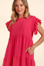 Load image into Gallery viewer, Full Size Smocking Ruffle Short Sleeve Dress with Pockets For Women – Flattering Smocked Dress, Ruffle Short Sleeve Dress, Practical Pocketed Dress, Chic Ruffle Dress, Smocked Waist Dress, Stylish Short Sleeve Dress

