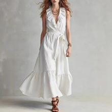 Load image into Gallery viewer, Women's V-Neck Sleeveless Lace-Up Panelled Maxi Dress – Wide Flare
