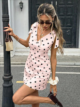 Load image into Gallery viewer, Women's Sleeveless V-Neck Mini Dress with Lace-Up Bow Detail
