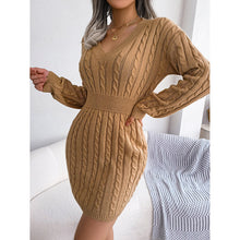 Load image into Gallery viewer, Women’s V-Neck Bodycon Sweater Dress
