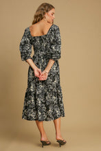 Load image into Gallery viewer, Ruffle Hem Flower Printed V-Neck Dress – Floral Print Dress, Ruffle Hem V-Neck Dress, Feminine Floral Dress, Elegant V-Neck Dress, Flirty Ruffle Hem Dress
