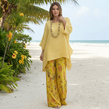 Load image into Gallery viewer, Irregular Hem Drop-Shoulder Top &amp; Wide-Leg Pants Set | 3 Colors
