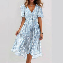 Load image into Gallery viewer, Chiffon Printed Short Sleeve Dress Summer Elegant V-neck Dresses Womens Clothing
