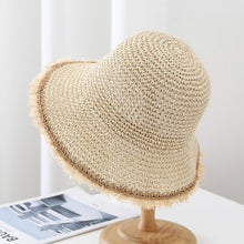 Load image into Gallery viewer, Women's Wide-Brim Fringed Woven Straw Hat | Beach &amp; Vacation Sun Hat
