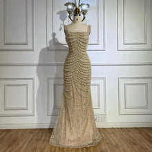 Load image into Gallery viewer, Nude Elegant Sling Light Luxury High-end Pearl Beaded Dress
