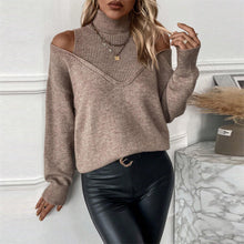 Load image into Gallery viewer, Women’s Elegant Off-Shoulder Turtleneck Sweater — Long Sleeve Knit Top
