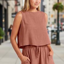 Load image into Gallery viewer, Women's Sleeveless Top &amp; Wide-Leg Shorts Set – Retro Street Style
