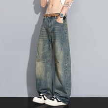 Load image into Gallery viewer, Versatile High-Street Mens Straight-Leg Denim Jeans
