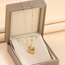 Load image into Gallery viewer, Double-Layer Love Necklace - Rhinestone Titanium Steel Pendant
