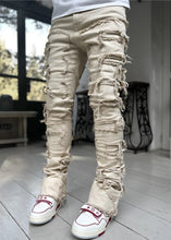 Load image into Gallery viewer, Patched Pants Long Tight Fit Stacked Jeans
