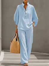 Load image into Gallery viewer, Women’s Casual Shirt and Full-Length Pants Set
