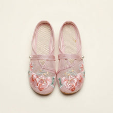 Load image into Gallery viewer, Women's Floral Embroidered Mesh Shoes – Breathable Hollow-Out Retro Flats
