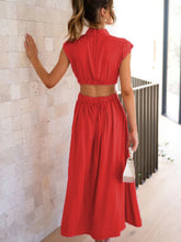 Load image into Gallery viewer, Modern Cutout Mock Neck Sleeveless Ruched Dress Elegant Dress For Women
