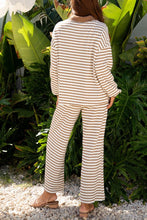 Load image into Gallery viewer, Stripe Collared Top and Drawstring Pants Set

