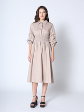 Load image into Gallery viewer, Ruched Puff Sleeve A Line Midi Dress - Gracia D33917
