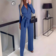 Load image into Gallery viewer, Ladies' Fashionable Slim Fit Sexy V-neck Long Sleeved Slimming Jumpsuit
