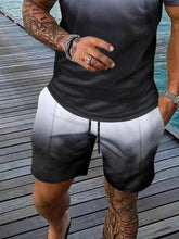 Load image into Gallery viewer, Men's Gradient Outfit + Pocketed Drawstring Shorts Set - Plus Size
