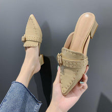 Load image into Gallery viewer, Women's Retro Pointed Toe Mid-Heel Closed-Toe Mules
