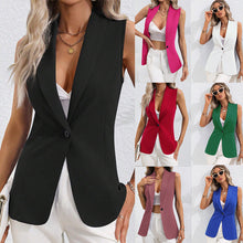 Load image into Gallery viewer, Women's Sleeveless Single-Button Cardigan Jacket – Round Neck
