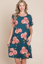 Load image into Gallery viewer, New Summer Floral Round Neck Short Tee Dress with Pockets For Women – Casual and Comfortable Floral Tee Dress with Pockets for Everyday Wear
