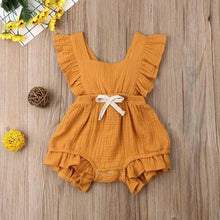 Load image into Gallery viewer, Baby Girl Ruffled Solid Color Sleeveless Backless Romper Jumpsuit Comfy Outfit Excellent Gift For Your Baby Girl

