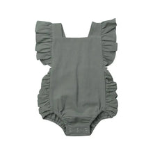 Load image into Gallery viewer, Baby Girl Ruffled Solid Color Sleeveless Backless Romper Jumpsuit Comfy Outfit Excellent Gift For Your Baby Girl
