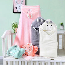 Load image into Gallery viewer, Baby Hooded Bath Towels Cartoon Animal Newborn Soft Towel Blanket Toddler Bathrobe Warm Sleeping Swaddle Wrap for Boys Girls
