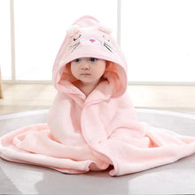 Load image into Gallery viewer, Baby Hooded Bath Towels Cartoon Animal Newborn Soft Towel Blanket Toddler Bathrobe Warm Sleeping Swaddle Wrap for Boys Girls
